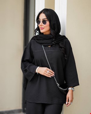 شومیز مشکی جلو بسته سایز بزرگ کد 844