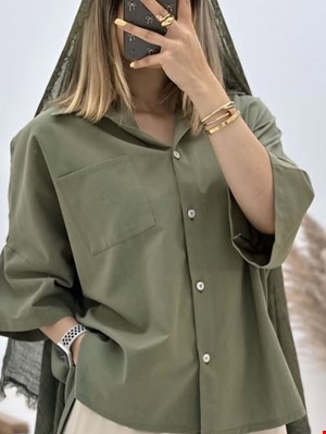 شومیز لینن آستین سه ربع کد8244